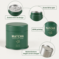 Boîte en fer blanc ronde vide de 30g 50g pour poudre de thé matcha, scellée avec couvercle à vis hermétique, emballage alimentaire de qualité alimentaire, logo personnalisé - Vente chaude
