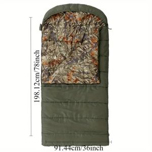 ถุงนอนน้ำหนักเบา, ถุงนอนสำหรับผู้ใหญ่กลางแจ้งถุงนอนขนเป็ดสีขาวลายพรางสีเขียวทหาร - Product Image 2