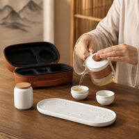Ensemble de thé Kung Fu en céramique artisanal portable tendance pour les voyages, les entreprises et les cadeaux, 7 pièces/ensemble