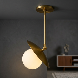 Brushed Brass Pendant <b>Light</b> Adjustable Chain Hanging Lamp Globe Shade Ceiling Lamp for Bedroom <b>Dining</b> Room - Product Image 2