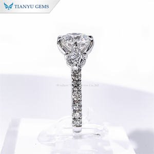 Обручальное кольцо Tianyu с тремя камнями, выращенные в лаборатории, муассанитовые бриллианты 3/4 вечности, Серебряное 925 10K 14K 18K из твердого золота, обручальное кольцо - Product Image 3