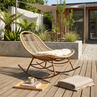Fauteuil à bascule en rotin d'extérieur Meiqi, chaise longue inclinable pour patio, jardin, balcon, intérieur et extérieur, pour la détente et la relaxation