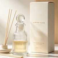 Bouteille en verre côtelée verticale pour diffuseur de parfum, 30/50/100 ml, avec bouchon boule en verre, logo personnalisé, vente en gros usine