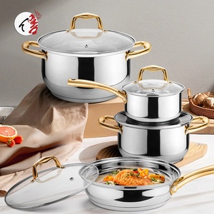 Bán buôn cảm ứng giá rẻ thép không gỉ nấu ăn chậu đặt chậu và chảo Set Non-Stick <span class=keywords><strong>Cookware</strong></span> sets - Product Image 1