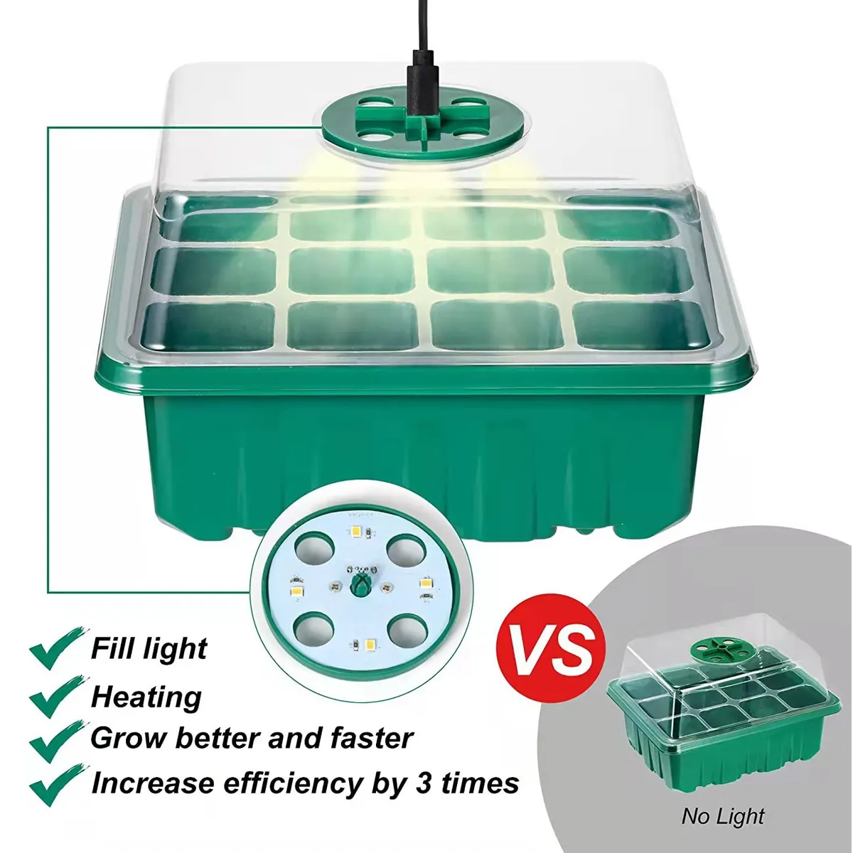 5 Pack/Set Nursery Seed Trays Sämling Starter Tray Feuchtigkeit verstellbares Plant Starter Kit mit Dome und Base Greenhouse Grow Tray