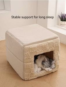 Warmes und bequemes rechteckiges Katzenbett mit dicker Innenpolsterung, klassisches modisches Design, abnehmbarer, waschbarer Bezug. - Product Image 6