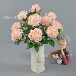 Bouquet de roses artificielles Dongchen Crafts, 10 têtes, fleurs en soie rose pour mariage et décoration intérieure, diamètre 7 cm - Product Image 2