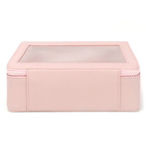 Custom Transparent Window Waterproof PU Leather <b>Makeup</b> <b>Storage</b> Box Portable Travel Cosmetic Bag Organizer Case - Product Image 2