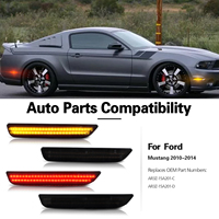 Lampu Sein Samping LED Sequential Flowing untuk Bumper Mobil Ford Mustang 2010 2014 Lensa Asap Warna Amber Merah AR3Z 15A201 2 Pcs