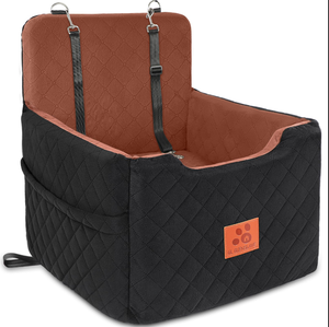 Siège auto pour chien pour chiens de petite/moyenne taille avec coussin épais, siège auto pour animaux de compagnie amovible et lavable avec poches de rangement, 2 ceintures de sécurité - Product Image 1