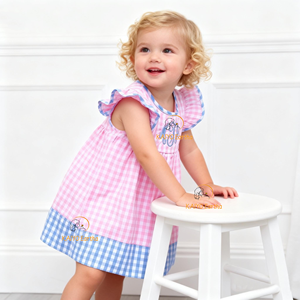 Abbigliamento per Bambini all'Ingrosso, Vestiti Estivi a Quadretti per Bambine, <span class=keywords><strong>Set</strong></span> con Salopette - Product Image 4