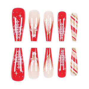 Parche de manicura francesa usable para <span class=keywords><strong>uñas</strong></span> copo de nieve Blanco Amor cuernos diseño invierno Navidad ataúd <span class=keywords><strong>uñas</strong></span> postizas para dedos - Product Image 3