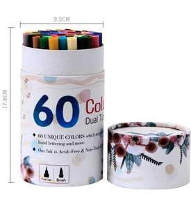 Rotuladores de Doble Punta con 60 Colores, Punta de Pincel para Acuarela, Punta de Fieltro para Dibujar y Garabatear, Embalaje Suelto - Product Image 1