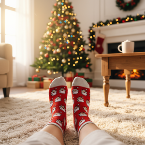 Chaussettes de Noël unisexes colorées, respirantes et chaudes, tricotées avec plusieurs motifs Père Noël, pour un usage quotidien au printemps et en été - Product Image 3