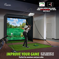 Simulateur de golf en kit avec structure, poteaux et filets latéraux pour entraînement en intérieur et en garage