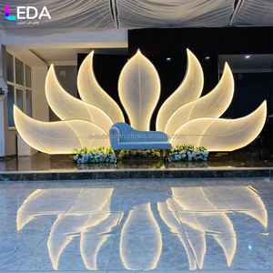 LEDA Panneau lavande décoration d'entrée de scène de mariage avec diodes électroluminescentes. Toile de fond de mariage à vendre - Product Image 3