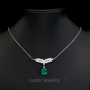 Lustro elegante placcato oro 18k 925 argento 10x12mm pera laboratorio Colombia collana pendente smeraldo con pavé Moissanite - Product Image 1