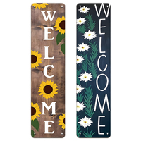 Juego de Letreros Metálicos Florales de Bienvenida Vintage, Decoración Retro para Pared de Porche, Entrada de Casa de Campo