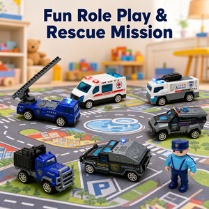 Juego de 6 Camiones de Bomberos de Juguete de Metal Fundido a Presión, Mini Modelos de Vehículos de Emergencia con Figura de <span class=keywords><strong>Bombero</strong></span> para Niños - Product Image 2