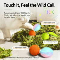 Jouet pour chat en E-TPU durable en gros, balle intelligente à activation tactile avec sons d'oiseaux bioniques, jouet roulant pour chatons