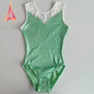 Ärmellose Gymnastik Trikot Mädchen Light Mint Green Gymnastik Trikots
