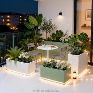 32 pots de fleurs en métal de style industriel moderne, jardinières en acier inoxydable avec LED pour la décoration urbaine <span class=keywords><strong>et</strong></span> paysagère - Product Image 6