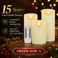 Lot de 3 bougies LED en cire véritable sans flamme, sans mèche, avec télécommande, pour la décoration intérieure.