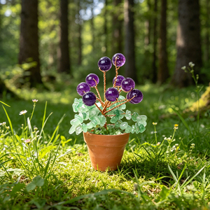 Vente en gros de perles de cristal d'améthyste naturelles pour la guérison, mini-arbre en pot d'argile rouge pour la décoration - Product Image 4