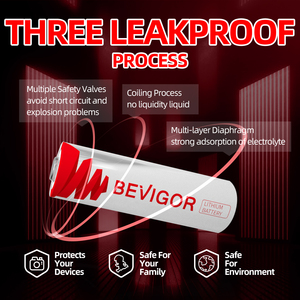 Batterie LiFePO4 haute performance BEVIGOR en gros, cylindrique AA, lithium-<span class=keywords><strong>ion</strong></span> métallique, 3000 mAh, 1,5 V, tension constante - Product Image 5