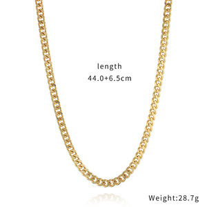 Kalung Rantai <span class=keywords><strong>Curb</strong></span> <span class=keywords><strong>Link</strong></span> Kuba Wanita, Potongan Berlian Emas untuk Perempuan - Product Image 6