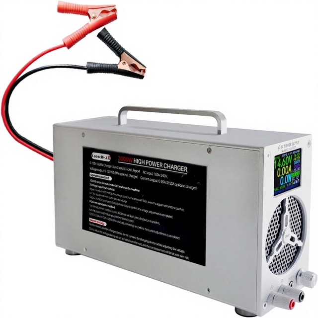 Kunavaro High Power 3000W LiFePO4 Lithium Iron Rechargeable Battery Charger 0-120V 0-25A Upgraded Design One Click Control