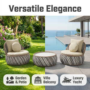 Ensemble de <span class=keywords><strong>salon</strong></span> de <span class=keywords><strong>jardin</strong></span> moderne et durable en rotin tressé avec chaises longues et coussins confortables - Product Image 5