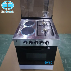 Cuisinière <span class=keywords><strong>4</strong></span> brûleurs (2 <span class=keywords><strong>gaz</strong></span>, 2 électriques) X <span class=keywords><strong>60</strong></span>*<span class=keywords><strong>60</strong></span> avec four 80L de haute qualité, grill à convection, tiroir de cuisson, en acier inoxydable, pour cuisine indépendante - Product Image 3