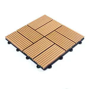 House Exterior Wooden Grain Grooved Decorative Solid Wpc Decking Granules Laminated Building Wood Fiber Gary Diy Deck Tile
