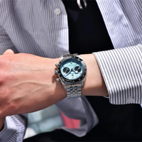 PAGANI DESIGN Panda jam tangan kuarsa untuk pria, jam tangan kronograf AR safir keramik cermin tahan air pria 2025