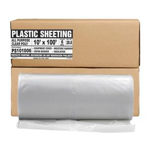 Bâche plastique transparente 10' x 100' 6 mil, haute résistance, barrière anti-humidité, pour usage de construction - Product Image 1