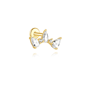 Pendientes de Plata 925 con Forma de Gota de Agua Dorada, Corona de Zirconia de 18k, de Moda - Product Image 3