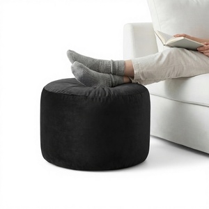 Kosiproducts Velvet Beanbag Ottoman Footstool <strong>Pouf</strong> Chair Pouffe Soft Luxury Home Furniture Polyester (Black 35x35x25) - Product Image 1