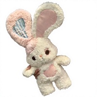 Peluche Lapin Blanc avec Patchwork Cœur Rose, Oreilles et Yeux à Boutons, Doux Lapin en Peluche pour Vente en Gros aux Boutiques de Cadeaux
