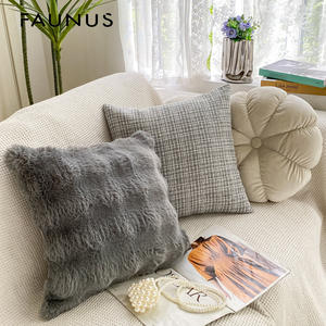 Nordique minimaliste lumière luxe <span class=keywords><strong>lapin</strong></span> ciseaux grille taie d'oreiller couverture en peluche <span class=keywords><strong>lapin</strong></span> cheveux luxe crème Style oreiller housse de coussin - Product Image 1