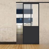 Porte de grange coulissante en aluminium et MDF au design moderne pour porte intérieure de maison moderne avec sablage