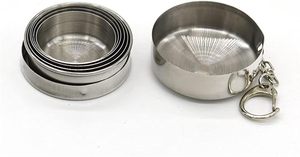 แก้วน้ำสแตนเลสสีเงินแบบคลาสสิก เก็บความร้อน พกพาสะดวก สำหรับเดินทาง แคมป์ปิ้ง พับได้ ยืดหดได้ - Product Image 4