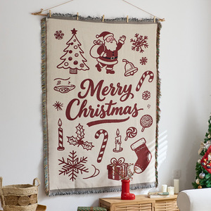 Tapisserie murale Joyeux Noël en tissu tissé rectangulaire à motif traditionnel pour usage intérieur - Product Image 4