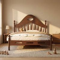 Cadre de lit Queen pour enfants en bois de bouleau massif, design rustique, écologique et durable, avec sommier, mobilier de chambre à coucher, fabricant du Jiangxi, Chine