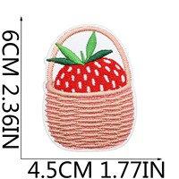 Patchs triangulaires thermocollants en feutre non tissé brodés motif fraise, écologiques, pour la décoration de sacs, chaussures et chapeaux