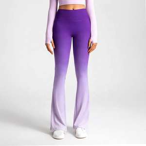 Pantalon évasé de yoga de couleur dégradée de taille haute de confort doux pour femmes de conception d'usine - Product Image 6
