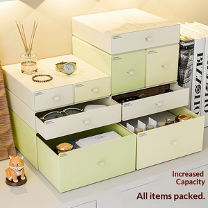 Boîte de rangement GREENSIDE, série couleur crème glacée, empilable, <span class=keywords><strong>avec</strong></span> couvercle, pour la maison, le bureau, la <span class=keywords><strong>coiffeuse</strong></span>, les soins de la peau, les rouges à lèvres - Product Image 2