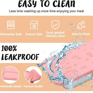 Boîte à lunch carrée double compartiment en acier inoxydable 304, nouvelle collection, avec couvercle en silicone amovible. - Product Image 6