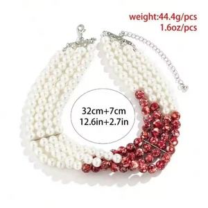 Collier ras du cou gothique en perles, créatif, avec pendentif goutte de sang et pompon, pour femme, cadeau de fête, bijou fantaisie - Product Image 6