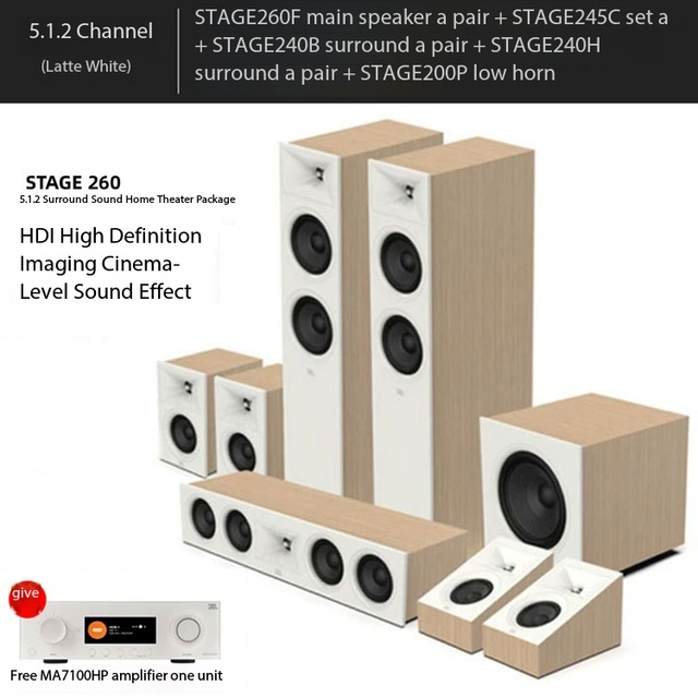 JBN STAGE260 Professional 5.1.2 Surround Sound Home Theater Audio System Kit  Living Room/TV/Cinema Bar Speakers Amplifier Combo